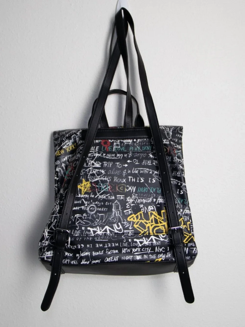 DKNY Tilly Graffiti Foldover Backpack NYC Print